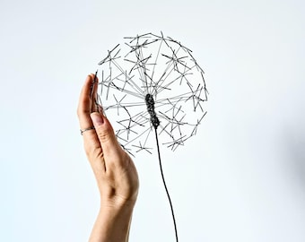 Large Wire Dandelion Sculpture as a Whimsical Botanical Art Piece and a Gift of Dreams