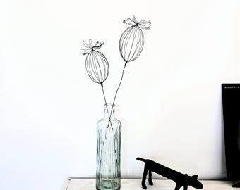 A Charming Set of Two Small Poppy Sculptures as a Delicate Botanical Art Gift