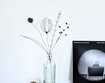The Quiet Garden Bouquet with a Wire Tulip and Whimsical Textural Blooms as a Modern Botanical Sculpture