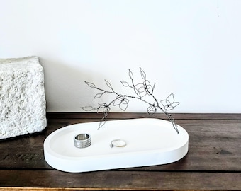 Botanical Wire Art Ring Dish as an Elegant Trinket Tray for a Bedside Table