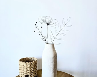 A Delicate Wild Poppy Wire Bouquet as a Minimalist Botanical Art Gift