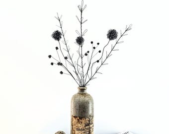 The Botanical Field Bouquet with Wire Pom Poms and Wild Branches