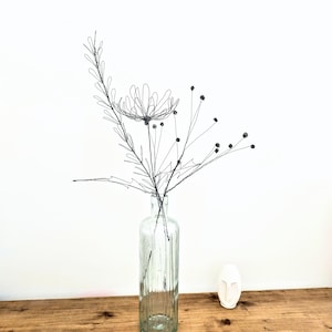 Wire Flowers Mixed Botanical Bundle | Wire Flower and Foliage Set | Modern Floral Sculpture | Black Wire Home Decor | Handmade Botanical Art