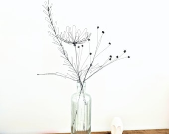 The Wild Garden Bouquet with a Wire Chrysanthemum as a Modern Rustic Sculpture