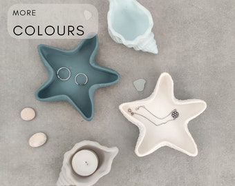 Seastar en schelpschaalschaal | Decoratief pastelkleurig sieradenbakje | Pastelkleurige EDC-lade | Schelp en zeester | Kustdecor