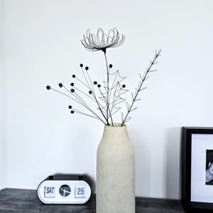 The Wild Garden Bouquet with a Wire Chrysanthemum as a Modern Rustic Sculpture