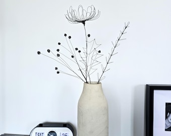 The Wild Garden Bouquet with a Wire Chrysanthemum as a Modern Rustic Sculpture