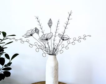 The Grand Wire Flower Bouquet as an Intricate, Multi-Stem Botanical Art Sculpture