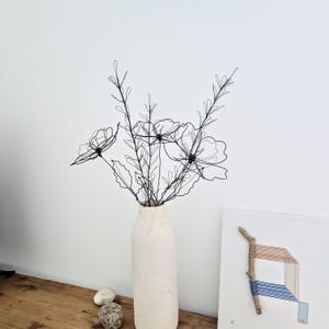 Wire Wildflower Bouquet | Delicate Wire Art Arrangement | Modern Floral Sculpture | Black Wire Botanical Art | Handmade Home Decor