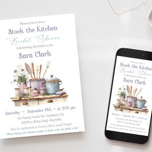 Stock the Kitchen Bridal Shower Invitation: Elegant Cooking Theme ...