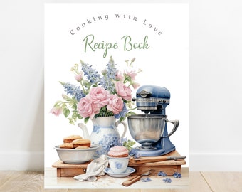 Editable Personalized Family Recipe Binder Cover: Floral Cookbook (Digital Download)