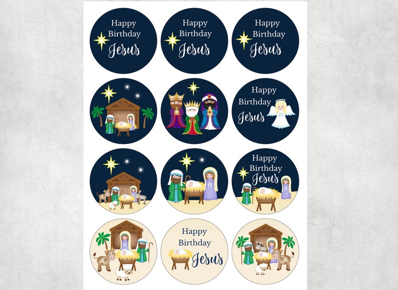 Printable Cupcake Toppers Happy Birthday Jesus Happy Birthday Etsy