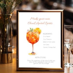 Aperol Spritz Mix Drink Recipe Card 8" x 10" / Aperol Spritz recipe card we can personalize this drink card for you!