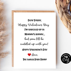 Tarjeta de San Valentín para la barriguita del bebé, 5 x 7 pulgadas, editable, tarjeta de San Valentín para el futuro papá, tarjeta de San Valentín para el futuro papá