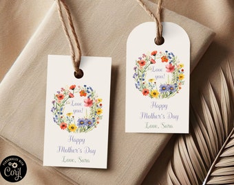 Mother's Day flower Tag editable and digital download / Mother's Day minimalist Gift Tag