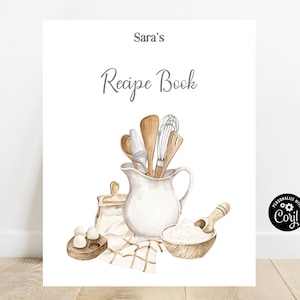 Portada de libro de recetas imprimible y tarjetas de recetas / Portada de libro de recetas personalizada / Portada de libro de recetas editable