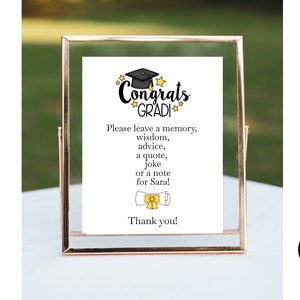 Graduation Memory Jar Sign and Note Card / DIY Memory Jar Sign Editable ...