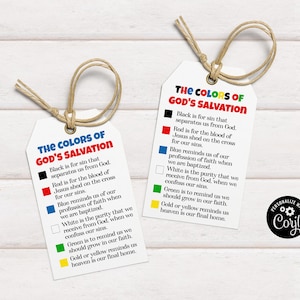 Gottes Heil Kinder Handwerk Tags / Sonntagsschule Handwerk "Die Farben von Gottes Heil" / Bearbeitbare Farben von Heilslehrer Handwerk Karten."