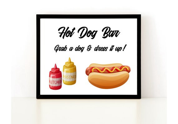 Printable Hot Dog Bar Sign Printable Table Sign Hot Dog Sign | Etsy