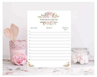 Gift Tracker, Gift List, Gift Log, Wedding Gift Log, Wedding Gift ...