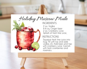 Moscow Mule Holiday Recipe Card 4 different designed cards with two different recipes.