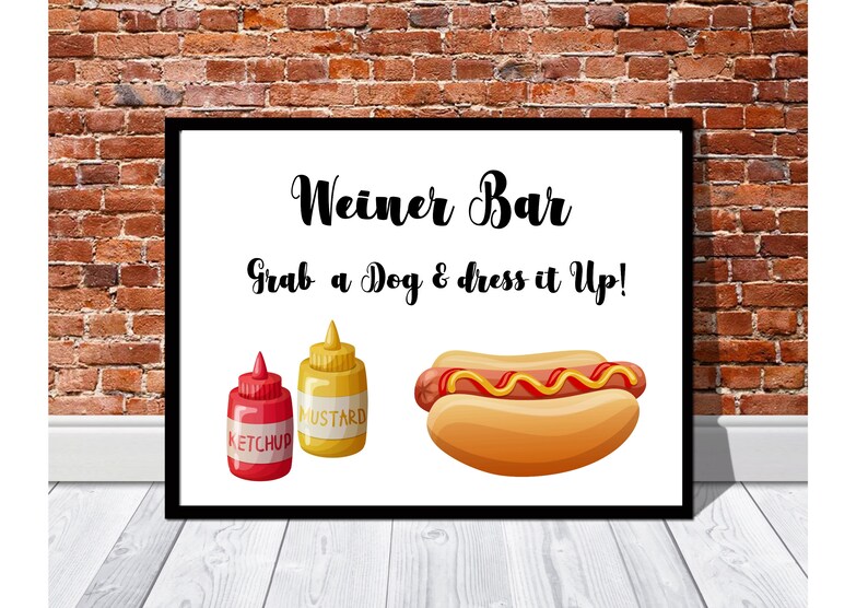 Printable Hot Dog Bar Sign Printable Table Sign Hot Dog Sign - Etsy