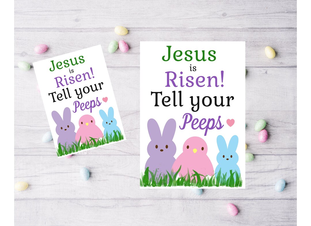 Easter Peeps Printable Tags Jesus is Risen Tell Your Peeps - Etsy
