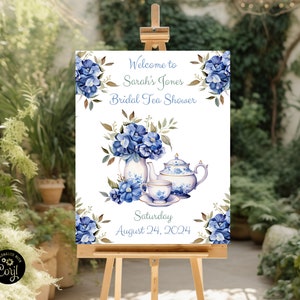 Bridal Shower Tea Themed Sign / Editable Large Bridal Shower Sign / Bridal Shower Large Sign Editable and Digital Download with Corjl