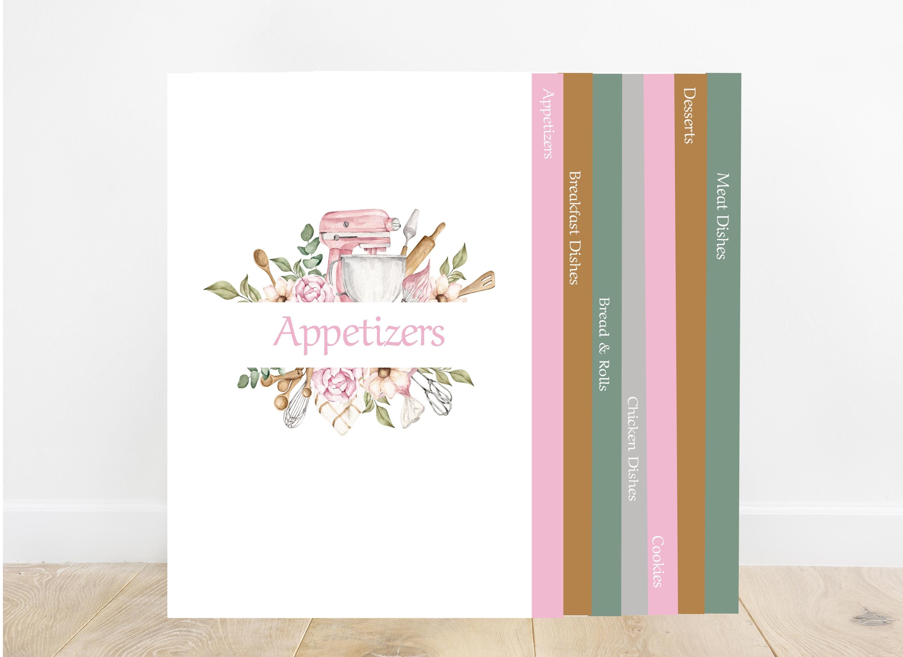 Printable Cookbook Dividers: 14 Tabbed Recipe Categories (instant ...