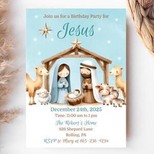 Birthday Party for Jesus Invitation: Editable Nativity Scene (Digital Download)