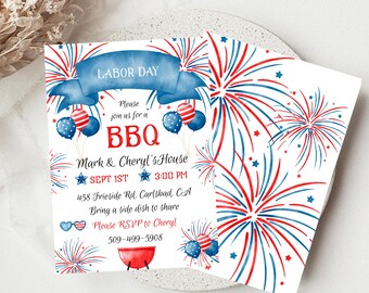 Labor Day BBQ Invitation: Editable 5x7" Cell Phone Invite (Digital Download)