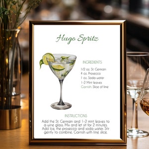 Download digital e impressão de letreiro de bebida Hugo Spritz / Letreiro de bebida personalizado / Hugo Spritz /