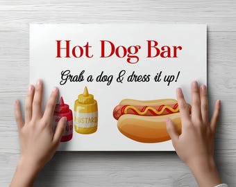 Hot Dog Sign: Tasty Food Art, Cookout Decor (Digital Download, 8" x 10")