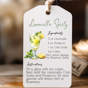 Etichetta regalo con ricetta del limoncello / Etichetta regalo stampabile con ricetta del limoncello 2" x 3" / Etichetta regalo per vino o alcolici per bottiglia di liquore.