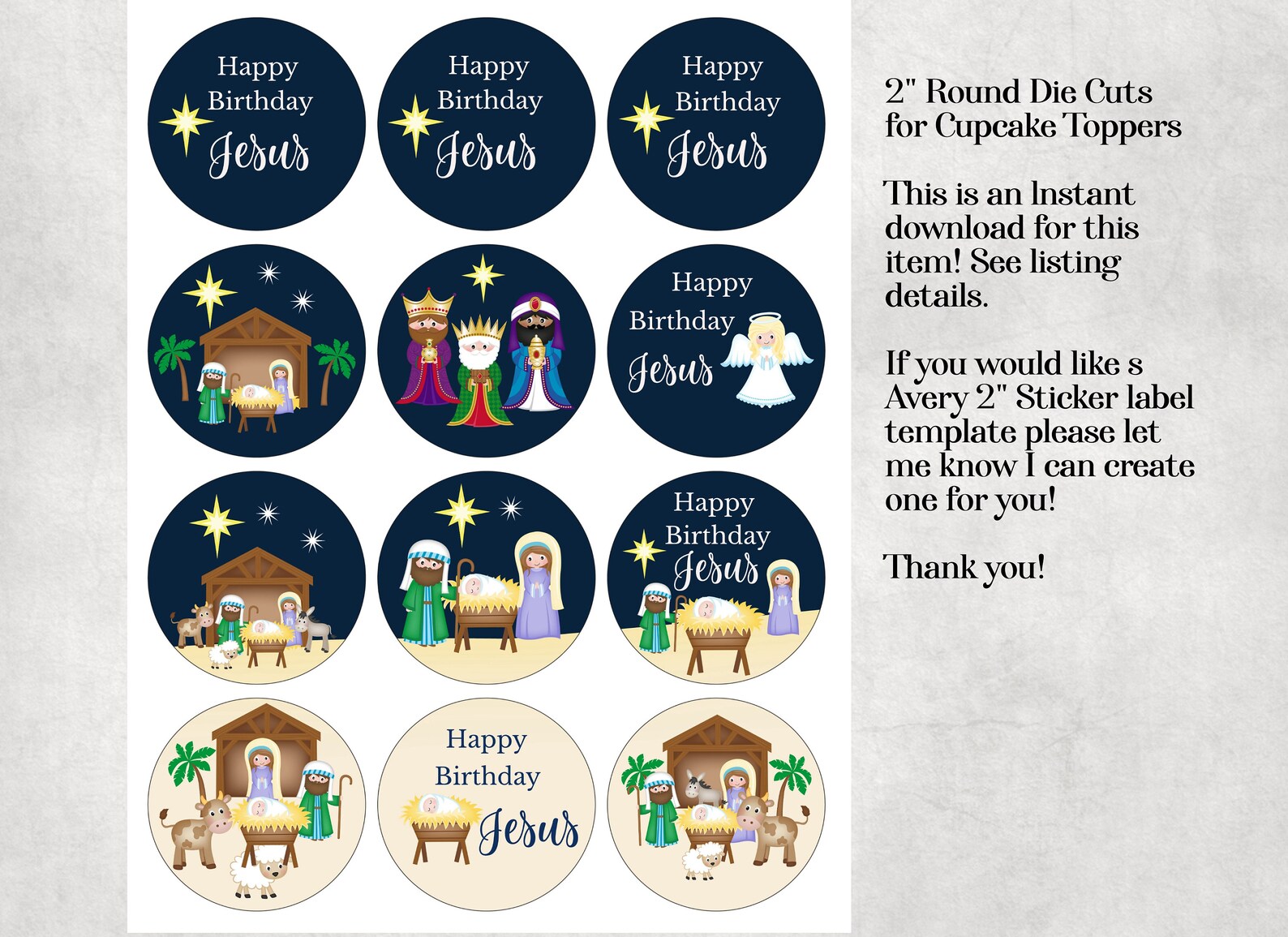 Printable Cupcake Toppers Happy Birthday Jesus, Happy Birthday Jesus ...