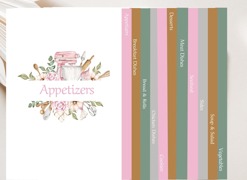 Printable Cookbook Dividers: 14 Tabbed Recipe Categories (instant ...