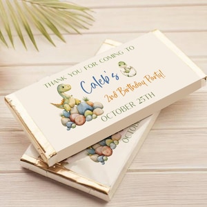 Dinosaur Theme Birthday Party Candy Bar Wrapper easy to personalize in Corjl.