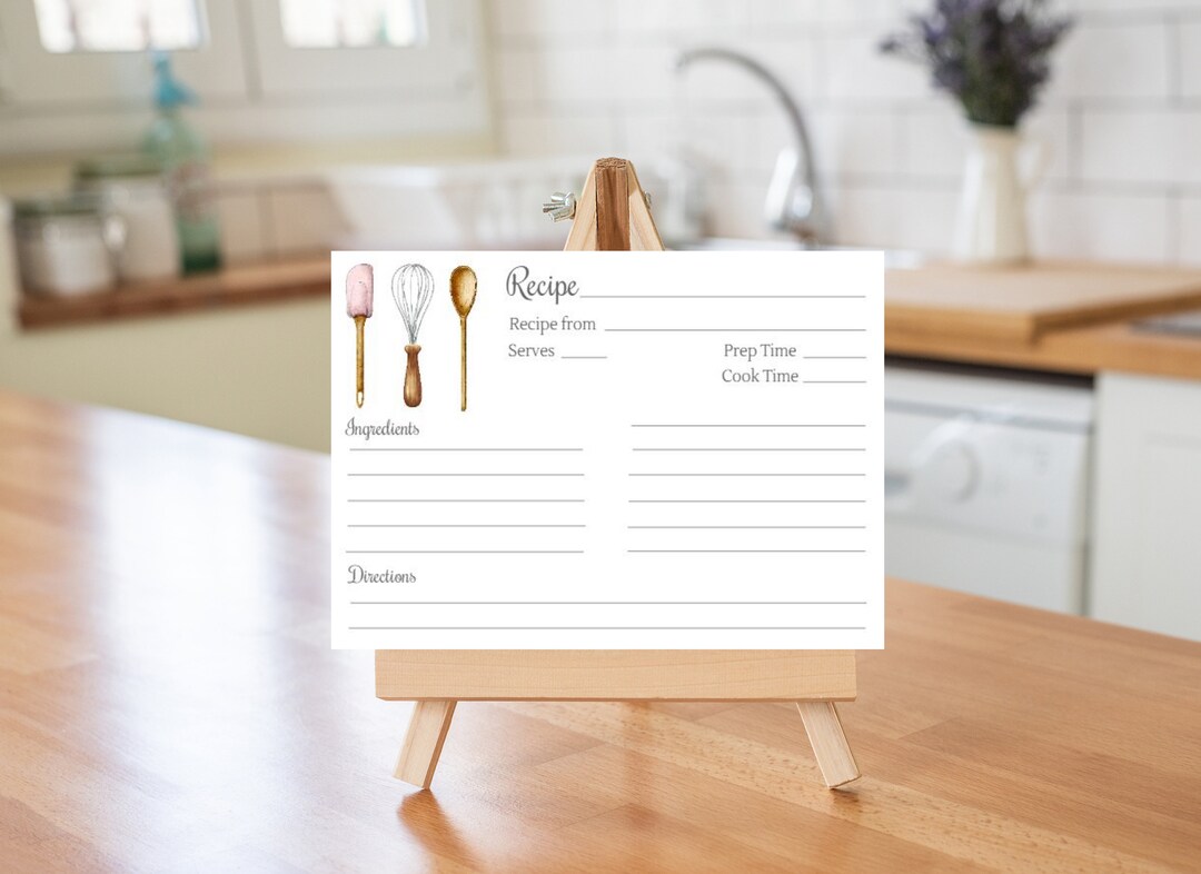 Printable Recipe Card Download and Print Recipe Card, Bridal Shower ...