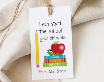 Personalized Teacher Gift Tags for Students - Instant Download Back to School Favor Tags