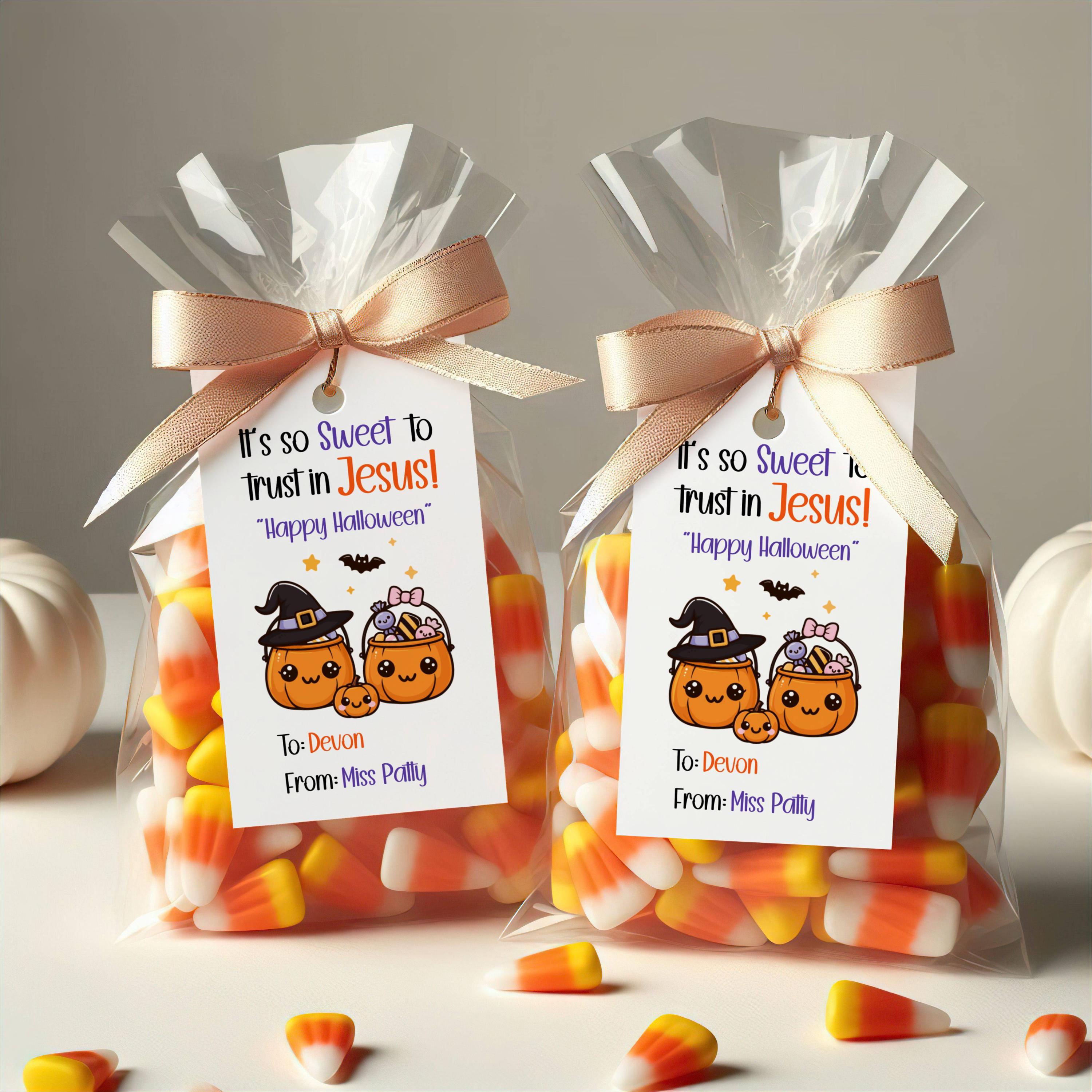 Printable Halloween Treat Tags - "it's so Sweet to Trust in Jesus ...
