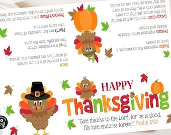 Thanksgiving Blessing Snack Mix Card: Favor Tag (Digital Download)