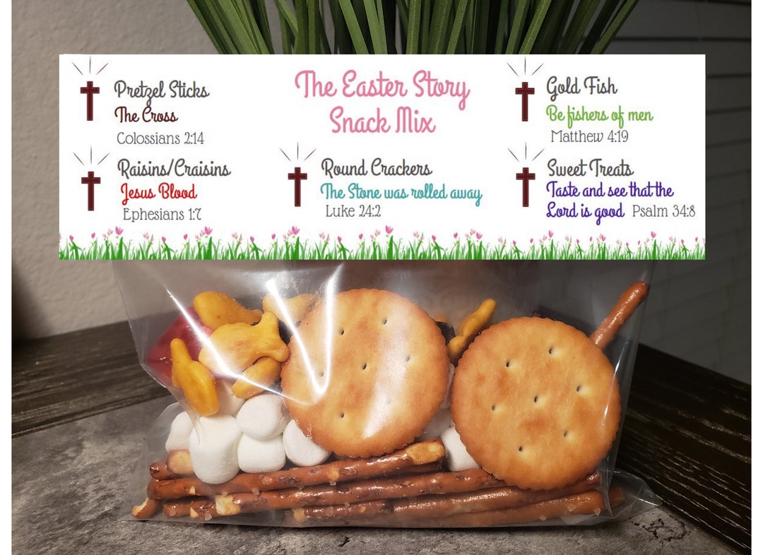 The Easter Story Snack Mix Printable Bag Topper, Easter Treats, Easter