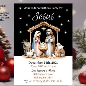 Editable Birthday Party for Jesus Invitation / Printable Happy Birthday ...