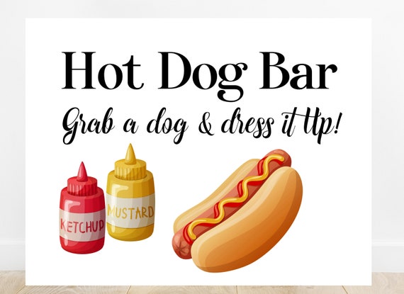 Hot Dog Sign Printable Instant Download and Print Hot Dog - Etsy