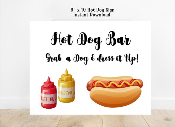 Printable Hot Dog Bar Sign Printable Table Sign Hot Dog Sign - Etsy Ireland