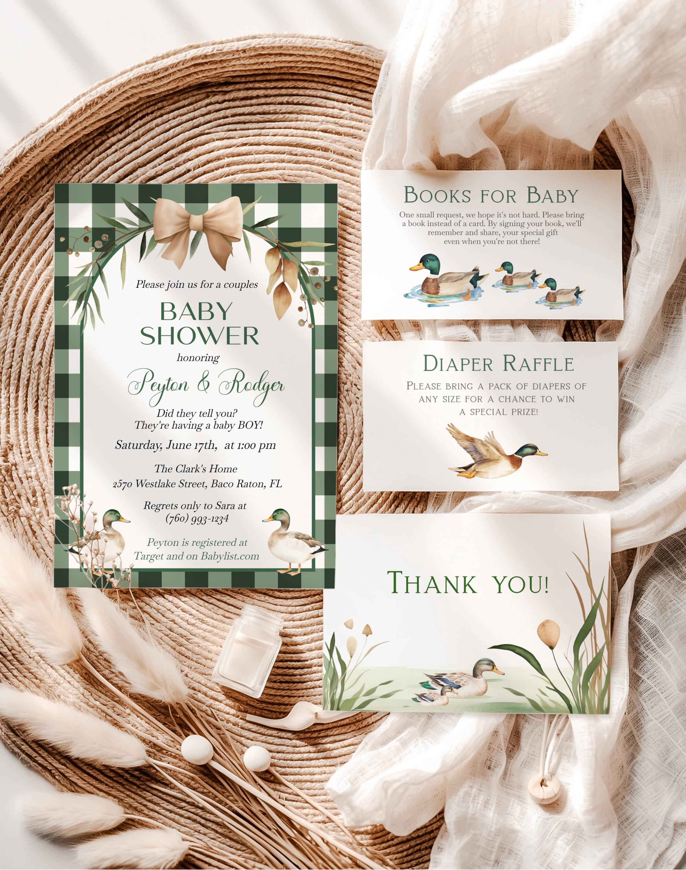Mallard Duck Baby Shower Invitation Bundle (Digital Download)
