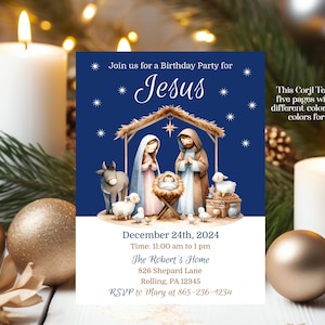 Editable Birthday Party for Jesus Invitation / Printable Happy Birthday ...