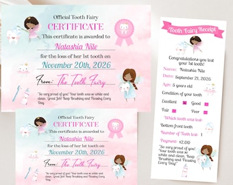 Editable Tooth Fairy Certificate & Receipt (Digital Download)