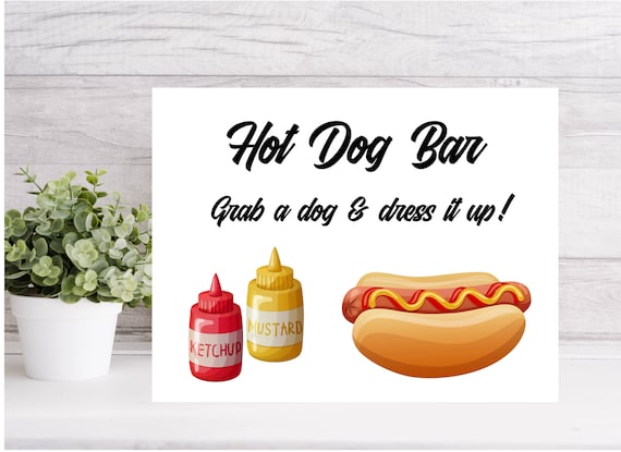 Printable Hot Dog Bar Sign Printable Table Sign Hot Dog Sign - Etsy