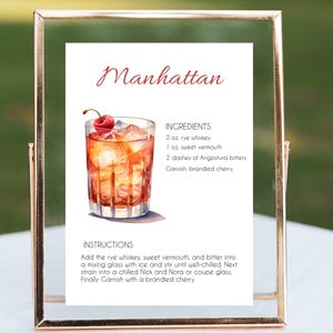 Cartello del Manhattan Cocktail Bar e schede delle ricette Download digitale e stampa / Il suo drink Cartello del Manhattan Cocktail